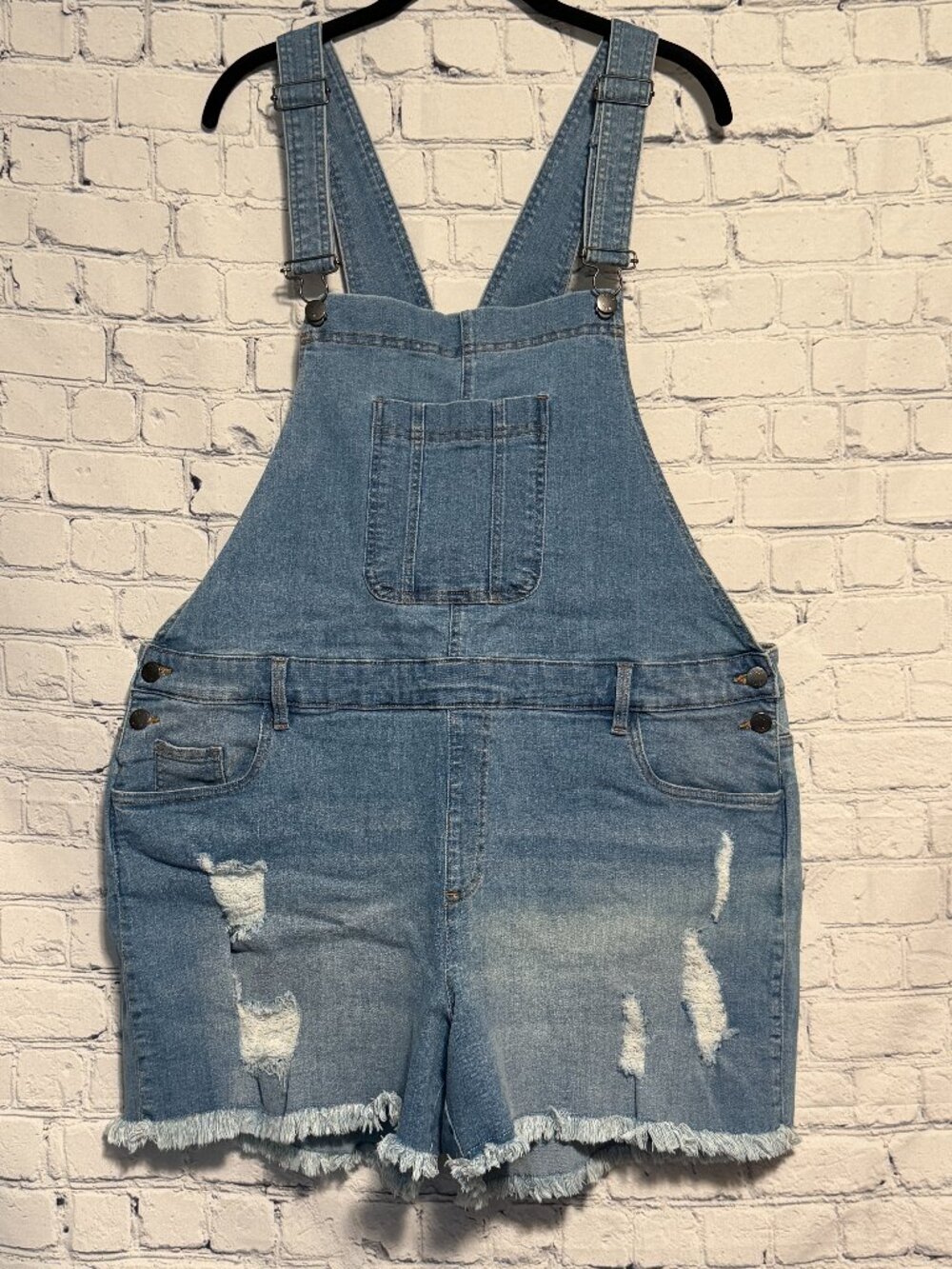Venus Women's Denim Overall Shorts Size 18 Distressed Like New